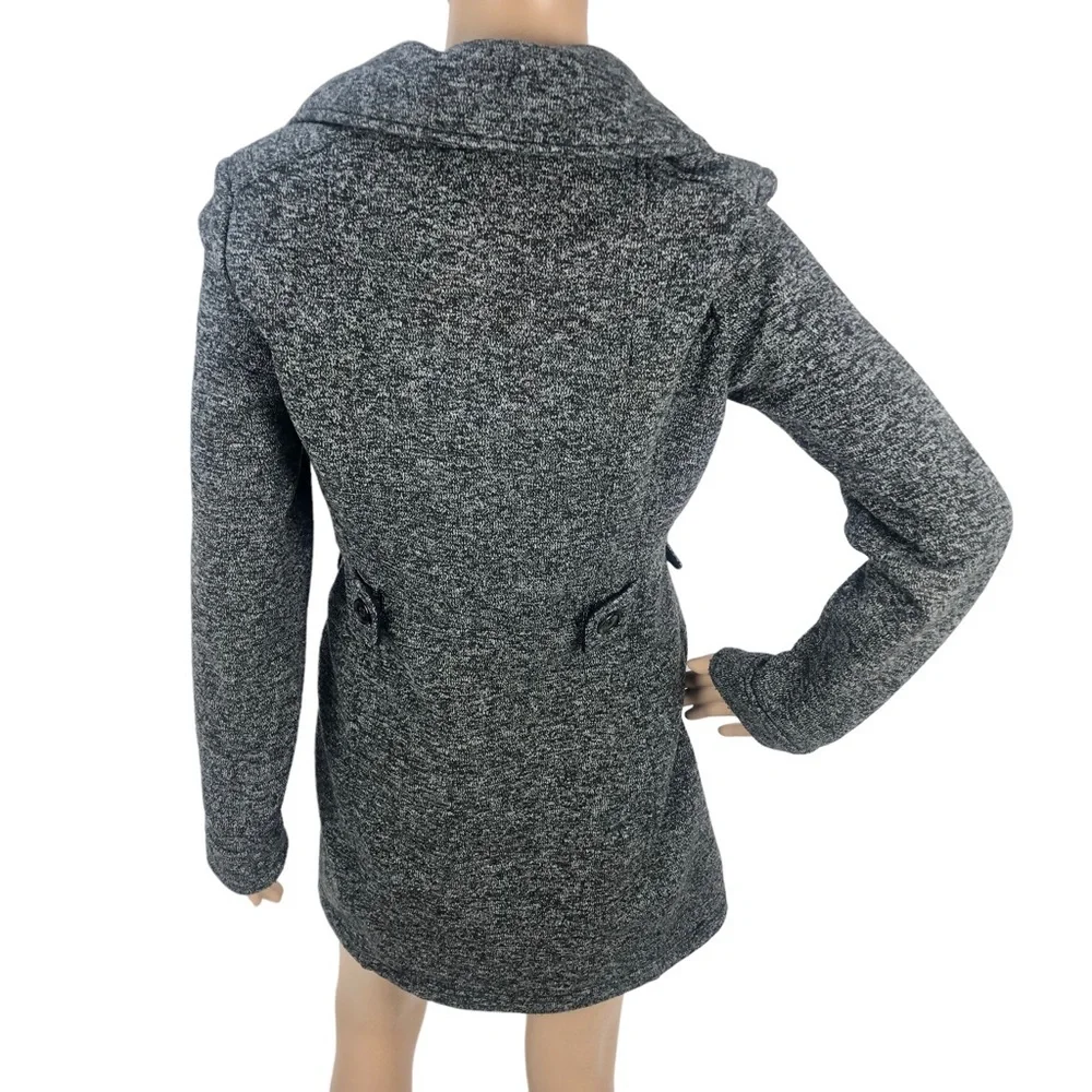 Weatherproof Gray Marled Knit Button Up Peacoat‎ Sweater Midi Jacket Small